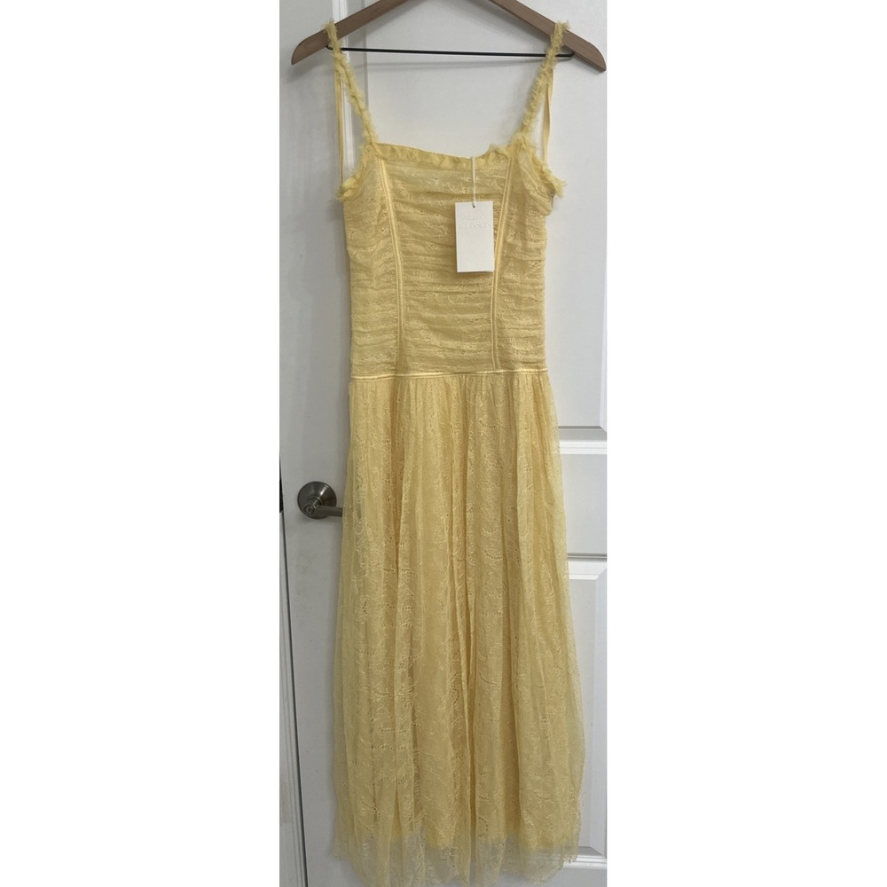 Ulla Johnson Women Size 0 Florelle Chantilly Lace Midi Dress Lemonbalm - Picture 6 of 16